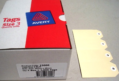 Avery 13000 Shipping Tags Size 3 Buff 96 x 48mm Box 1000